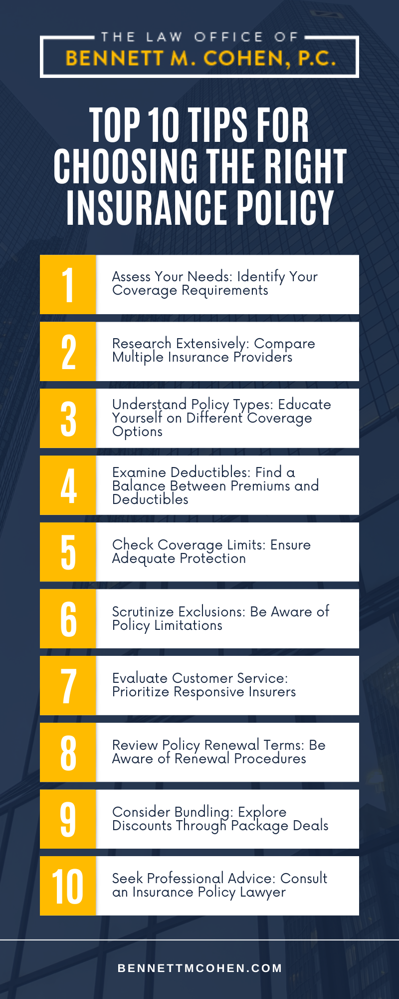 Top 10 Tips For Choosing The Right Insurance Policy Infographic