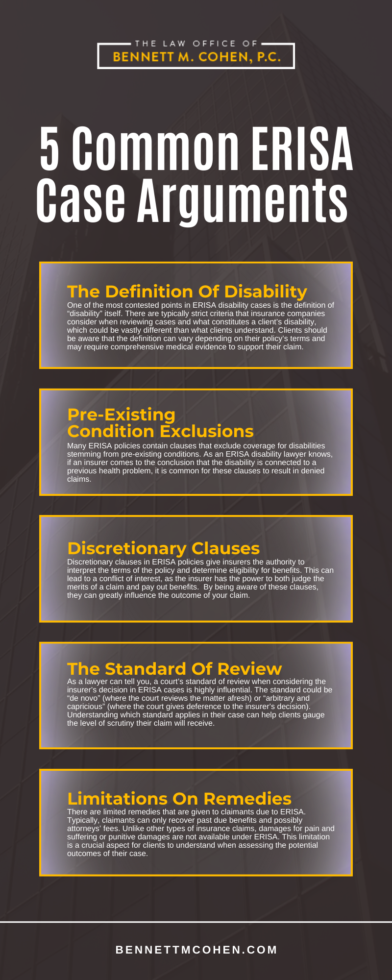 5 Common ERISA Case Arguments Infographic