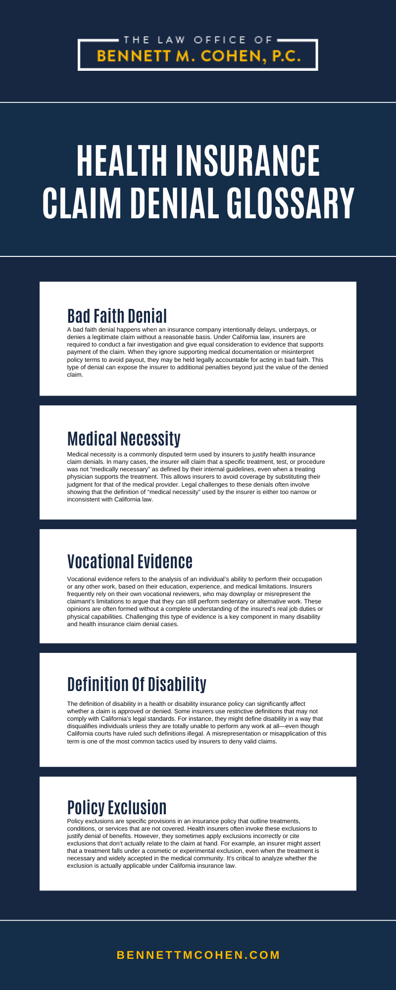 Health Insurance Claim Denial Glossary Infographic