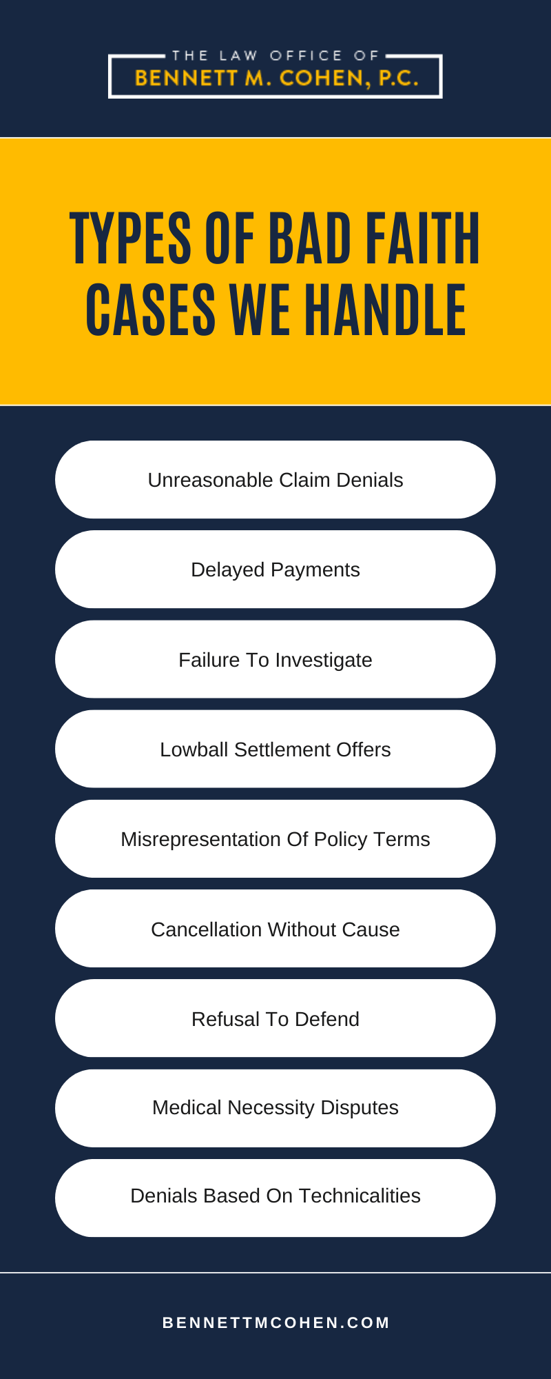 Types Of Bad Faith Cases We Handle Infographic
